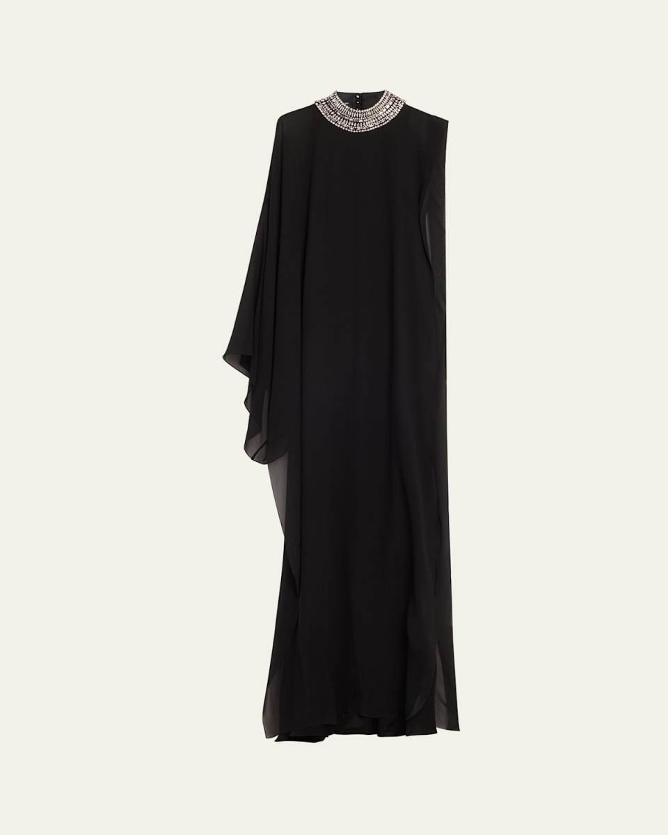 Crystal Neck Poncho Slip Dress
